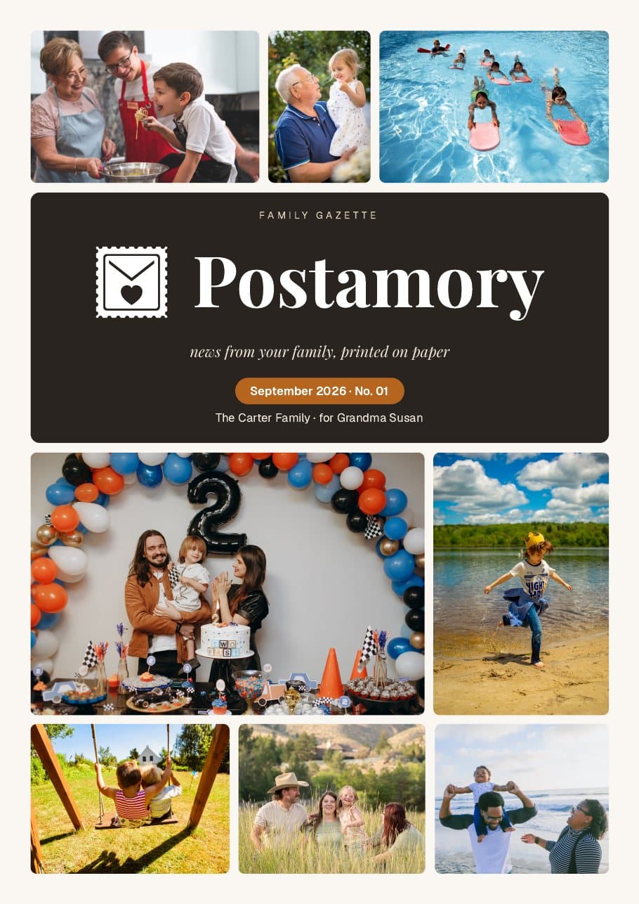Cover of a Postamory sample magazine