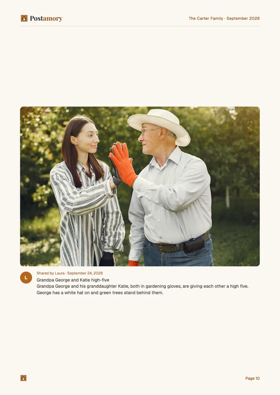 Page 10: Grandpa George and Katie high-five